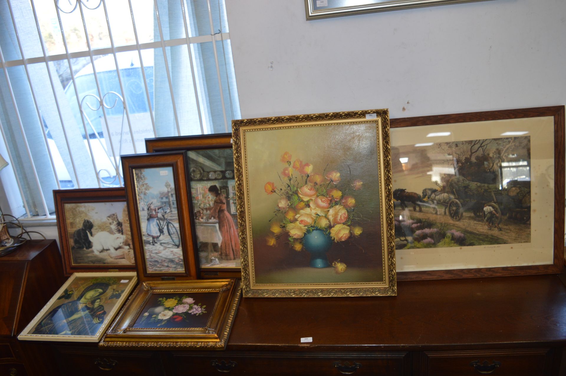 Assorted Prints, Oils and Framed Religious Picture