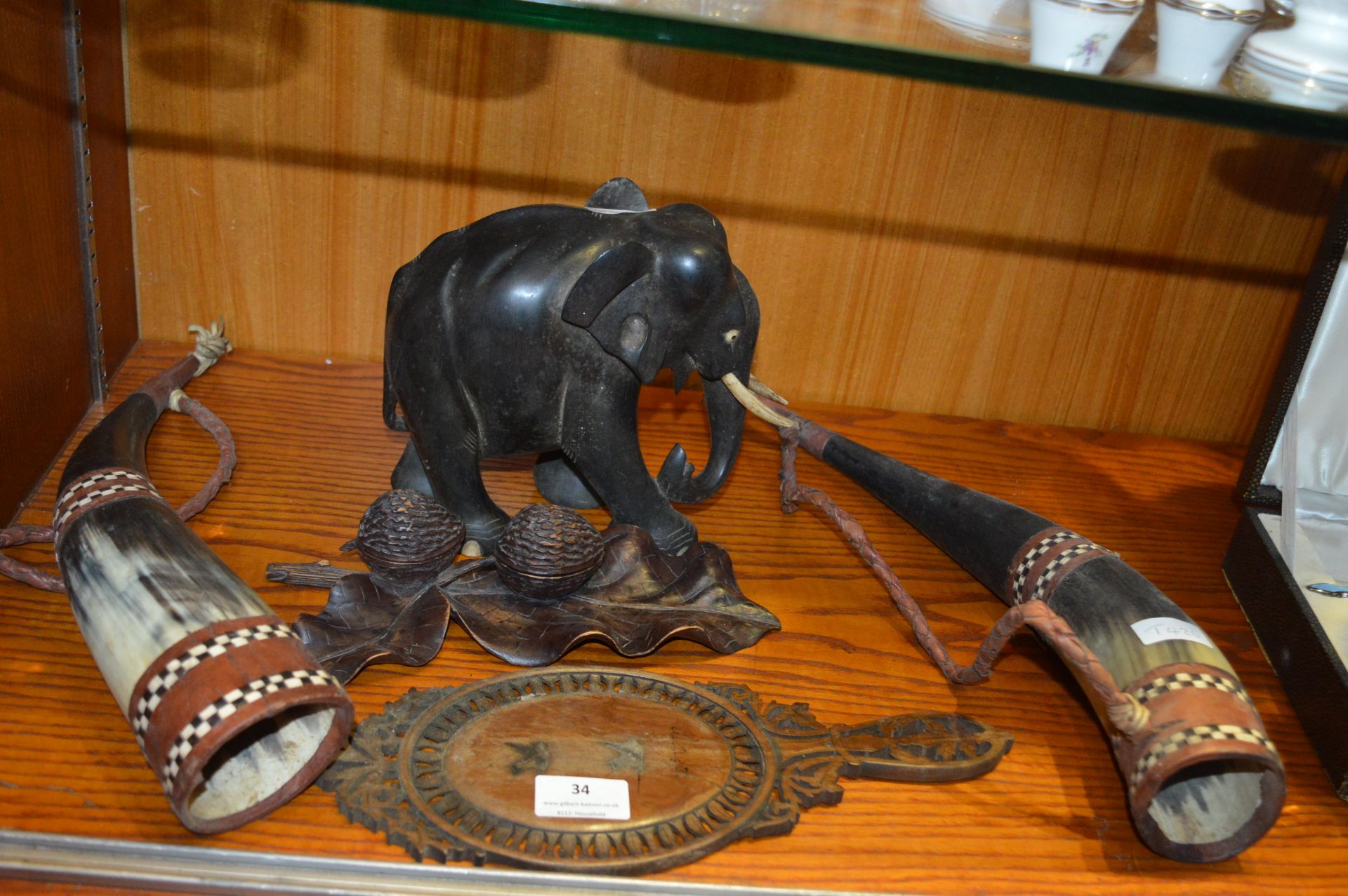 African Carved Wood Elephant Ink Stands etc.