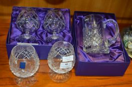 Two Boxes of Edinburgh Crystal Brandy Glasses, Tan