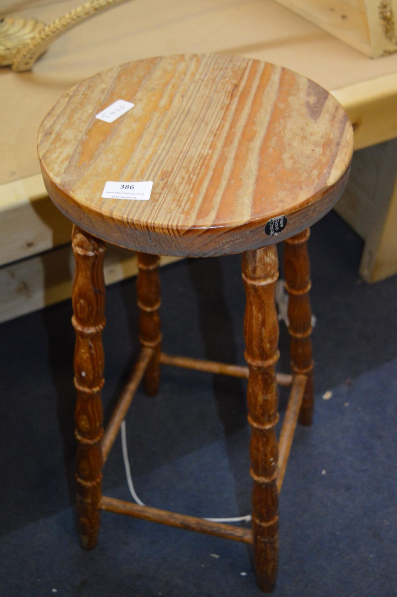 Pine Bar Stool on Turned Legs