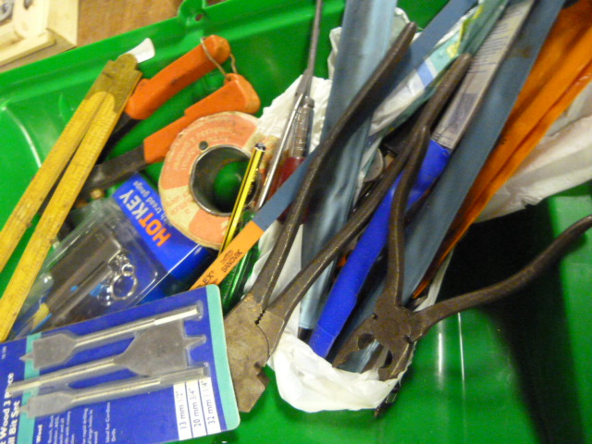 Tray of Drill Bits, Garden Wire, Ruler, Hotkey, Po