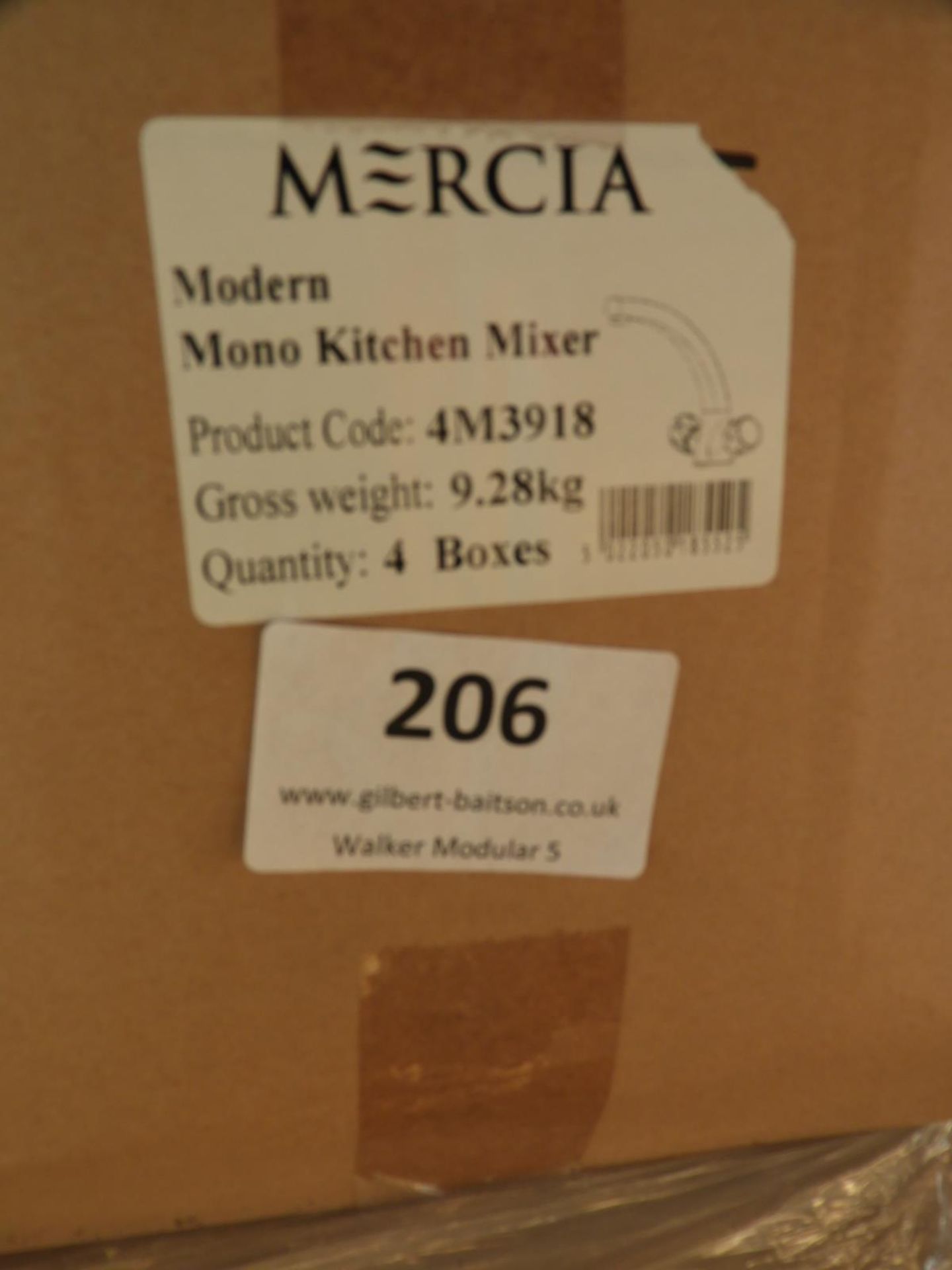 *Four Mercia Modern Monobloc Kitchen Mixer Taps (C