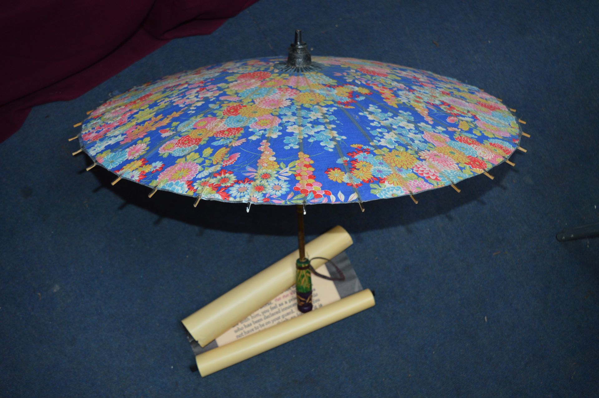 Chinese Paper Parasol and Scroll