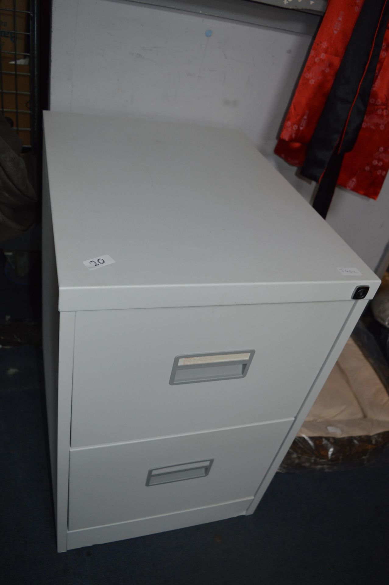 Two Drawer Grey Metal Filing Cabinet