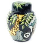 A Moorcroft Noah's Arc ginger jar, designed by Rachel Bishop, a 1996 Collectors Club piece, tube