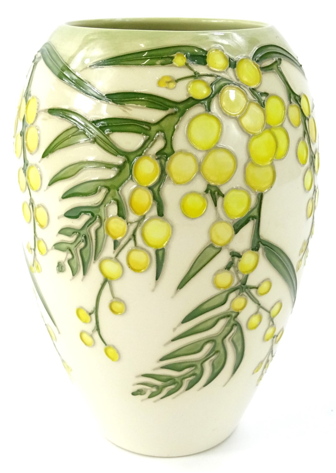 A Moorcroft Mimosa pattern vase, designed by Sally Tuffin, with tube lining by Catherine Keeling and