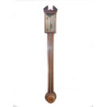 A Georgian mahogany and satinwood cross banded stick barometer by Gugeriol & Co Boston, 95cm H.