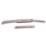 A Rodgers silver bound pen knife, with knife and saw, Sheffield 1995, together with a George V