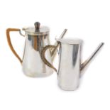 A Harrods Ltd mid 20thC silver plated coffee pot, with a hinged lid, having a brown Bakelite knop,