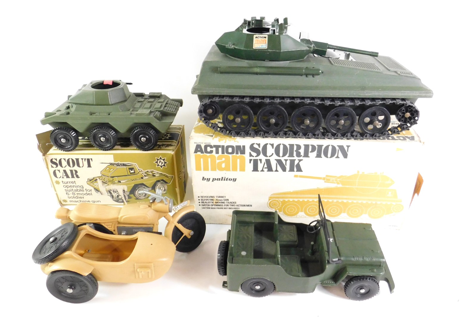 A Palitoy Action Man Scorpion Tank (boxed) and a selection of Action