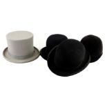 Various gentleman's hats, to include a Young's grey top hat, a Wallace bowler hat another bowler hat