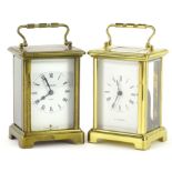 Two modern brass carriage clocks, one labelled for Bayard France, the other H Samuel, 14cm H.