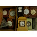 A large quantity of mainly battery operated, some clockwork mantel clocks and timepieces, to include