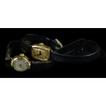 Two wristwatches, to include an Accurist gold plated wristwatch, on leather strap and a 9ct gold