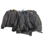 Various gentleman's vintage black leather jackets etc.