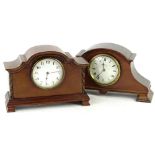Two Edwardian mahogany timepieces, each with a French dial and movement, one indistinctly stamped