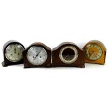 Four mantel clocks, to include one bearing name Brook and Bruford Exeter etc. (1 box)Provenance: