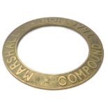 A cast brass steam or traction engine roundel, stamped Marshalls Traction Compound, 55cm dia.