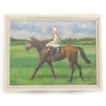 J. McGawen. Racehorse and jockey, oil on board, 45cm x 56cm.