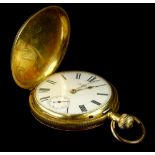 An A.W.Co Waltham hunter pocket watch, with white enamel dial and seconds dial, with movement marked