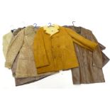 Six vintage gentleman's leather coats, to include two leather jackets, sheepskin etc.