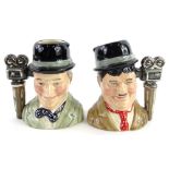 Royal Doulton Laurel and Hardy Limited edition character jugs, sold with certificate numbered 1916.