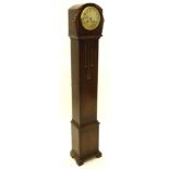 An Art Deco oak grandmother type clock, the silvered dial with gilt Arabic numerals, 137cm H.