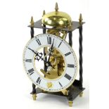 A modern steel and brass skeleton type clock, no makers label, 23cm H.