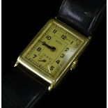 A Berg gents wristwatch, with rectangular watch head, marked to rear 48271 and yellow metal