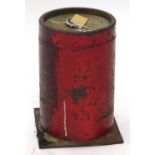 An unusual cylindrical column or floor safe, with chrome plated lid, steel base, with key, 30cm H,