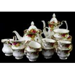 A Royal Albert Old Country Roses pattern part tea service, to include teapot and cover, hot water