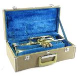 A Yamaha trumpet, in fitted case