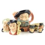 A collection of Royal Doulton character jugs, to include a large Falstaff.