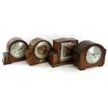 Four mantel clocks, to include a Westminster chime example with presentation plaque, an Art Deco