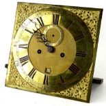 A late 18th/early 19thC long cased clock dial and movement, stamped James Norman of Poole, with