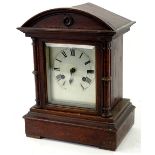 A late 19thC German oak cased mantel clock, the pointed dial with Roman numerals, 34cm H.Provenance: