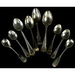 Various silver teaspoons and other spoons, 5¾oz.