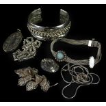 Various silver and silver plated jewellery, to include pendants, silver bracelet with engraved