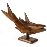 Tribal Art. A hardwood carved fish, a souvenir from Pitcairn Island from Gifford Christian, 32cm L.