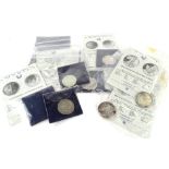 Various American silver dollars, the Eisenhower dollar, the 1991 silver eagle Morgan dollar, 1990'