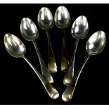 A set of six late Victorian silver Old English pattern teaspoons, Sheffield 1897, 5oz.