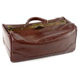 A Texier brown leather Gladstone type overnight bag, 46cm L.