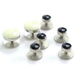 A small collection of button studs and cufflink's, each silver plated, some set with black agate