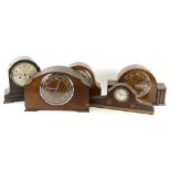 Various mantel clocks and timepieces, to include three oak cased examples. (AF)Provenance: This