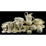 Miscellaneous items of Hartley Green Leeds pottery, to include pierced plates, baskets, teapot,