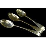 Three various 19thC and later silver tablespoons, two fiddle pattern, one Old English, 6oz.