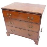 An early 19thC mahogany chest of three long drawers, on bracket feet, 87cm H, 94cm W, 60cm D.