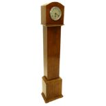 An Art Deco grandmother type clock, an oak case with chrome bezel, 151cm H.Provenance: This