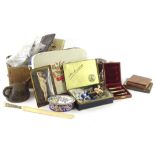 Miscellaneous items, to include an early 20thC miniature on ivory, painted with a nude, enamel box