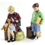 A Royal Doulton Limited Edition porcelain figure boy Evacuee, and The girl Evacuee. (boy figure AF)